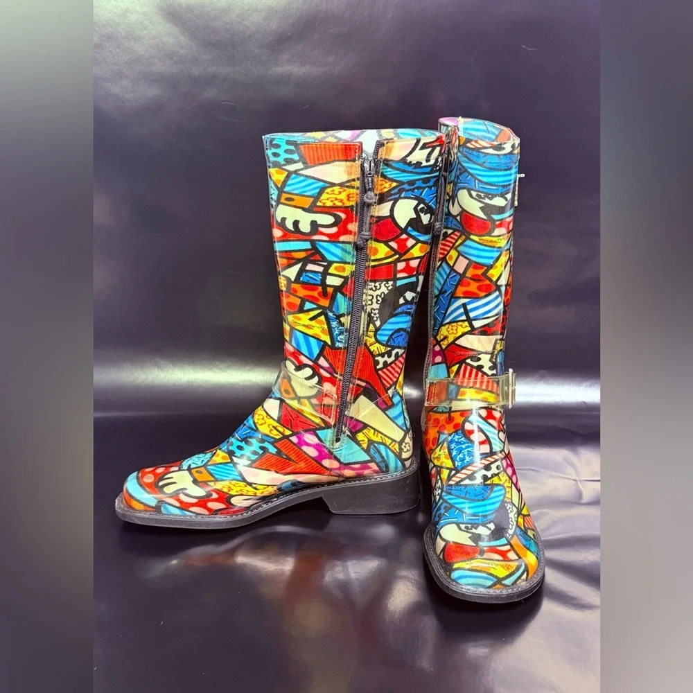 Donald J. Pliner Multicolor Abstract Knee-High Boots - Picture 3 of 9